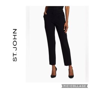 St. John Caviar Emma Pants Black Size 12 Classic Black Trousers